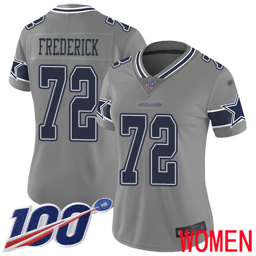 Women Dallas Cowboys Limited Gray Travis Frederick 72 100th Season Inverted Legend NFL Jersey